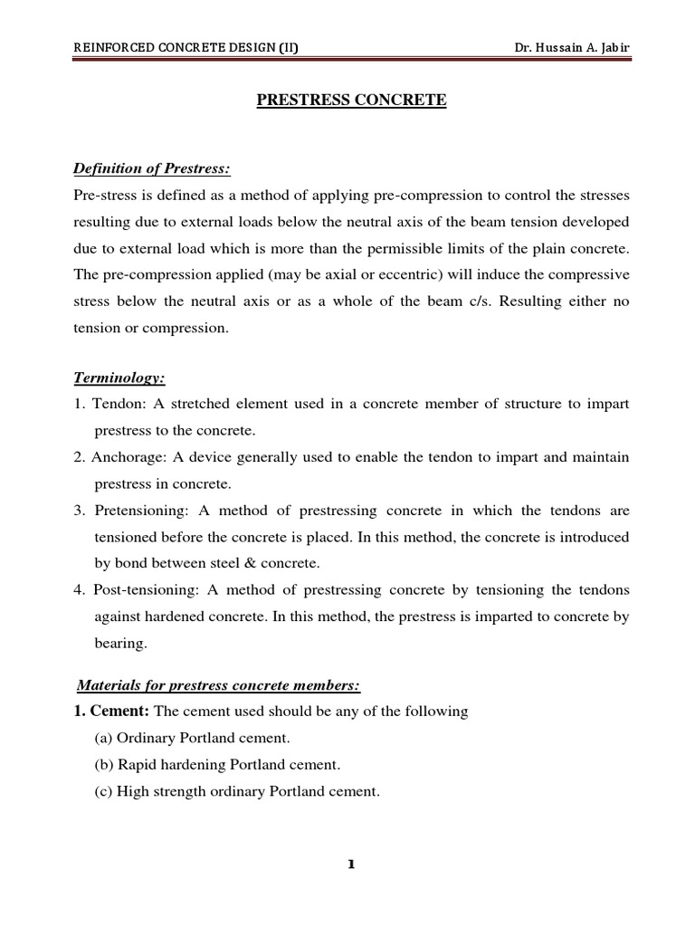 Definition of Prestress | PDF | Prestressed Concrete | Concrete