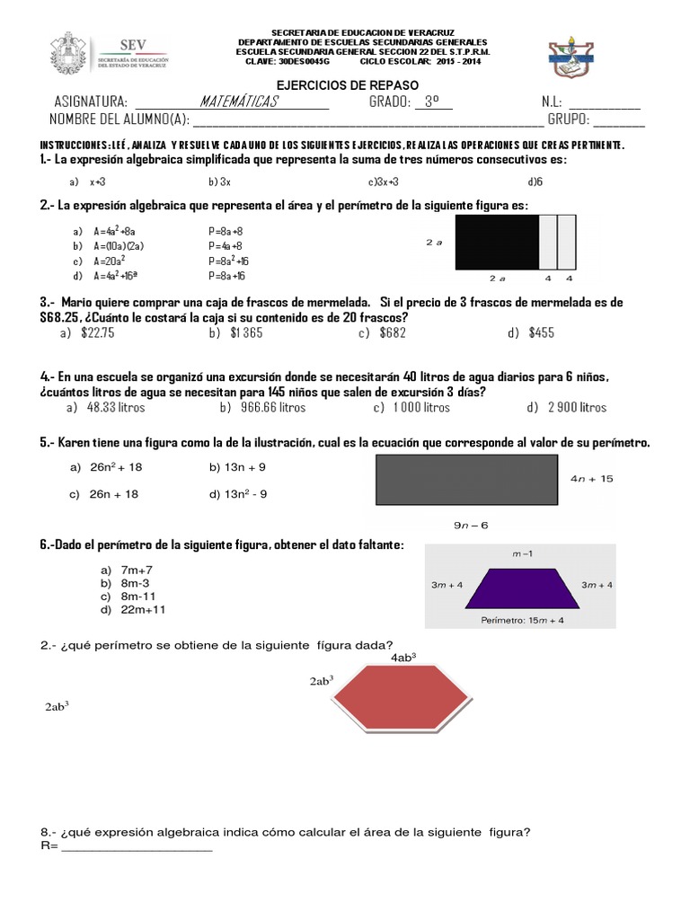 Examen Final de Mate II | PDF | Educación Secundaria | Matemática Elemental