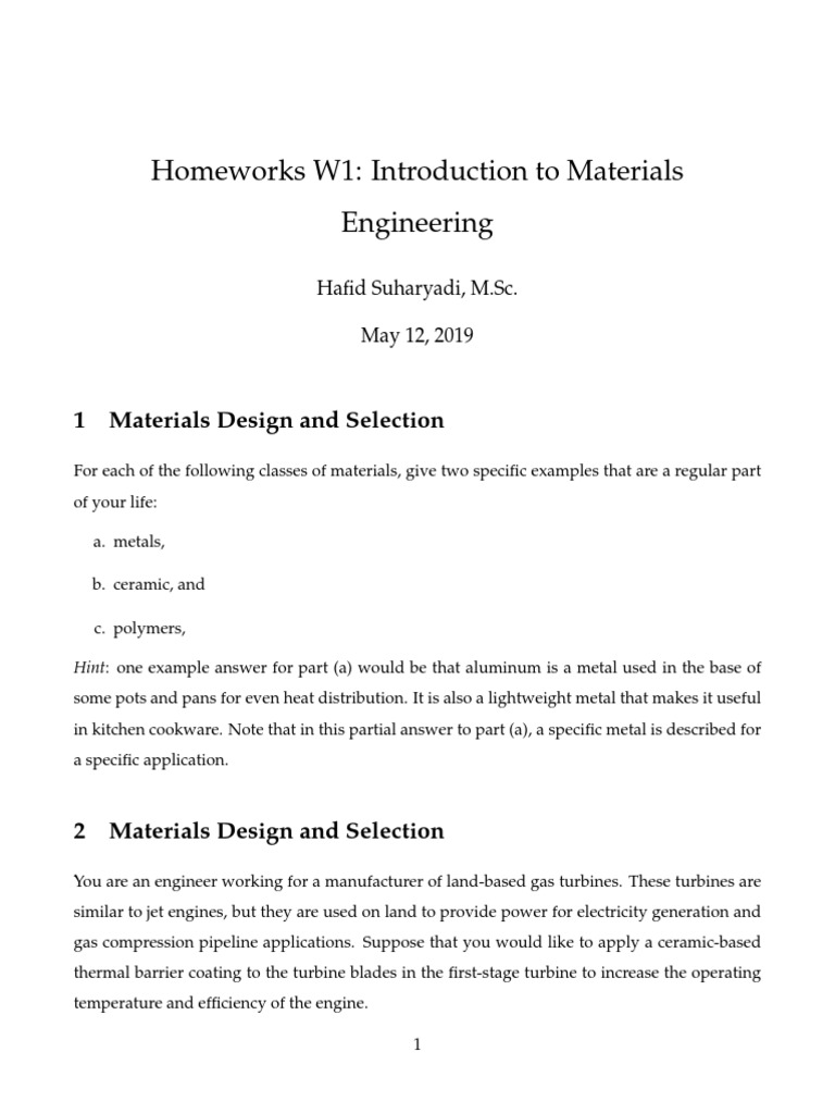 Materials Engineering Homework W1 Guide | PDF | Science & Mathematics ...