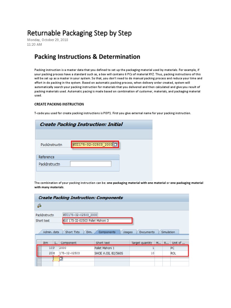 SAP Returnable Packaging Process Guide | PDF | Packaging And Labeling ...