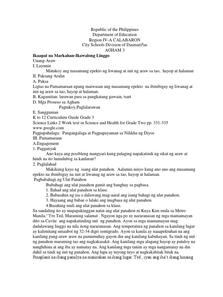 DLP in Science-4th Q - W8 | PDF