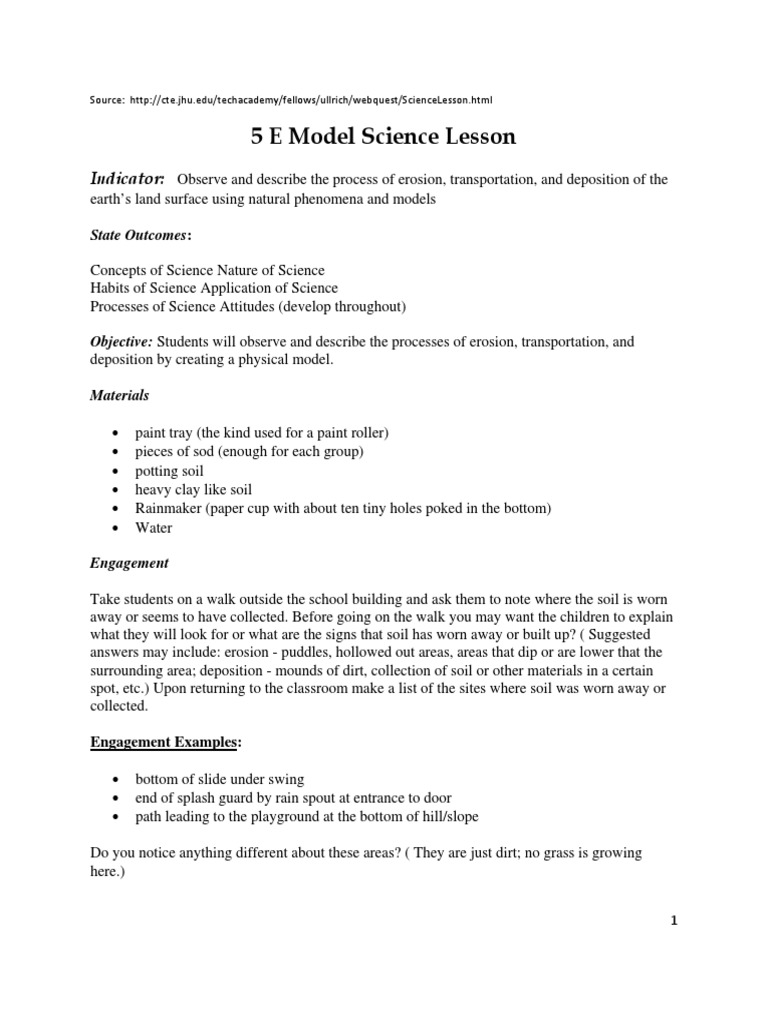 5'E Lesson Plan Examples PDF | PDF | Rotation | Erosion