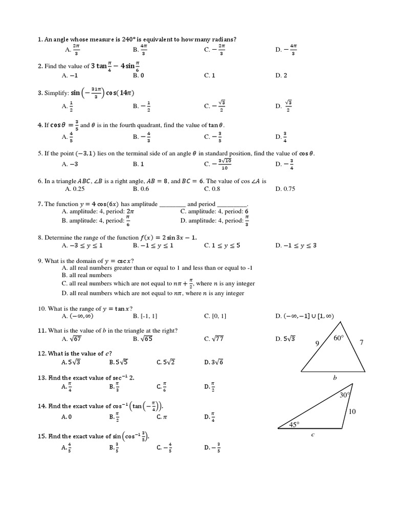 Trigonometric Values for 240 Degrees | PDF | Trigonometric Functions | Sine