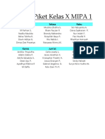 Jadwal Piket Kelas X MIPA 1