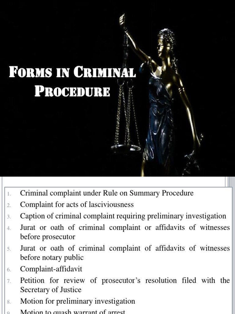 A Comprehensive Guide to Forms in Criminal Procedure PDF Prosecutor