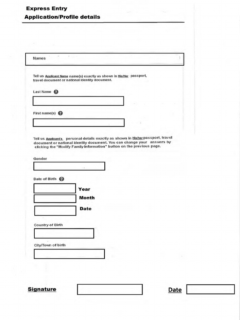 Express Entry Application Form PDF