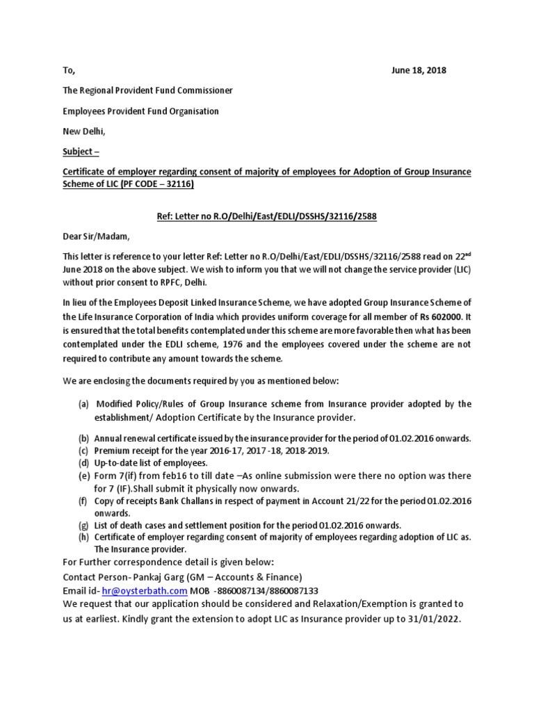 Certificate Regarding Consent of of Employer | PDF | Insurance 