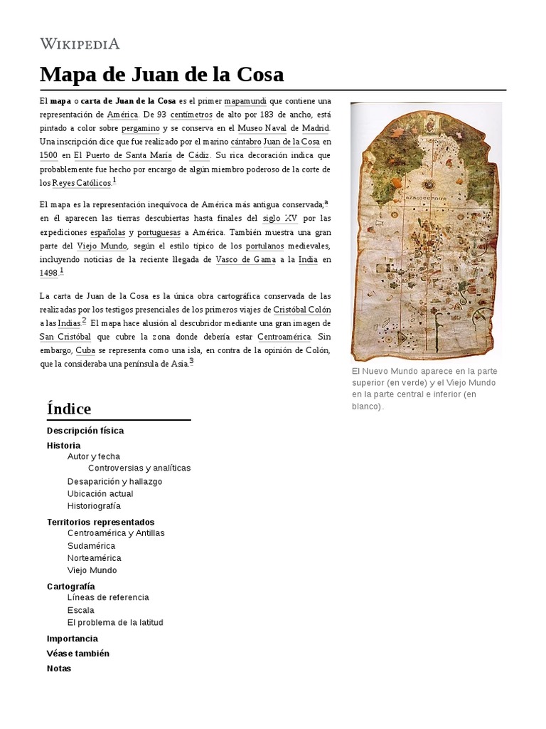 Mapa de Juan de La Cosa | PDF | Geomática | Visualización (Gráficos)