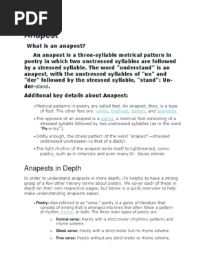 Anapest,Alliteration,Blank Verse