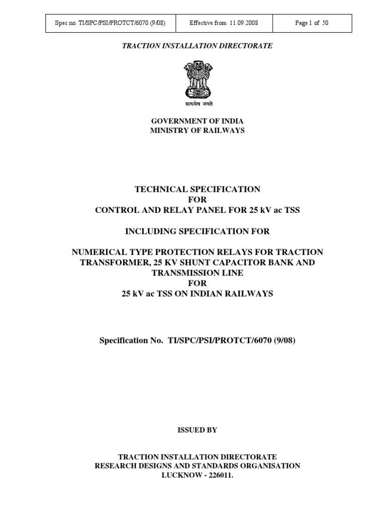 RDSO Specification PDF Electrical Substation Transformer