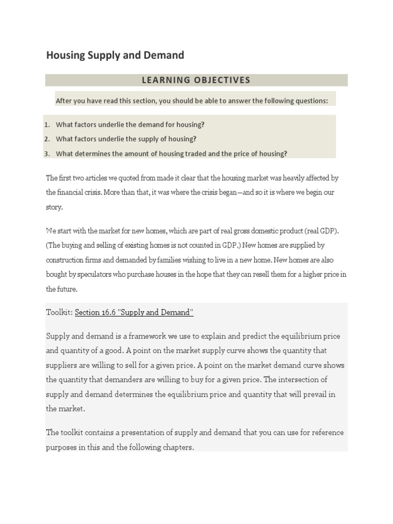 Housing Supply and Demand | PDF | Supply And Demand | Economic Equilibrium