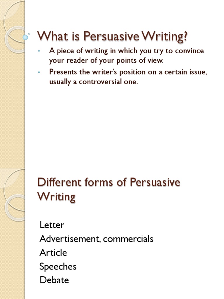 What Is Persuasive Writing PDF Advertising Communication