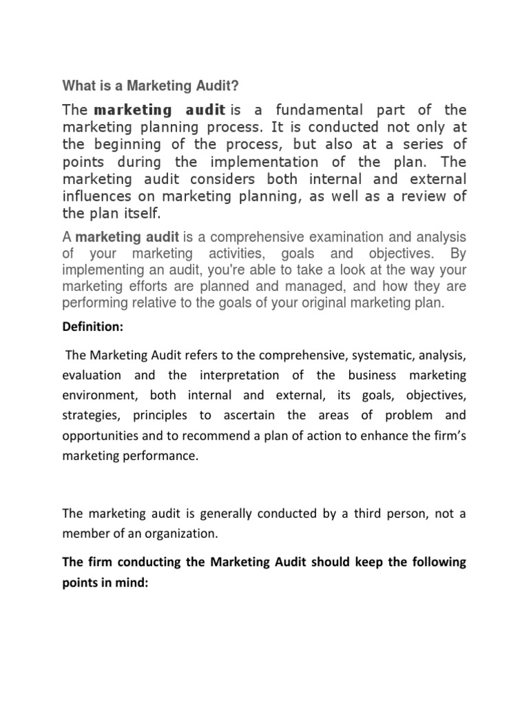 Marketing Audit | PDF | Marketing Strategy | Audit