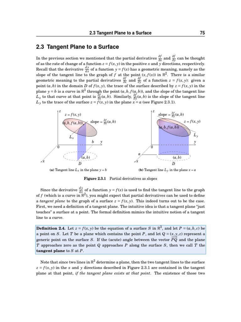 2.3 Tangent Plane To A Surface 75 | PDF | Maxima And Minima | Derivative