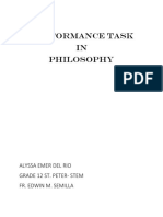 Performance Task IN Philosophy: Alyssa Emer Del Rio Grade 12 St. Peter-Stem Fr. Edwin M. Semilla