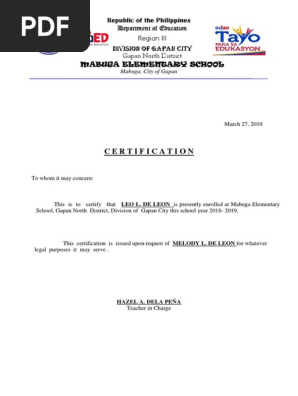 Certification