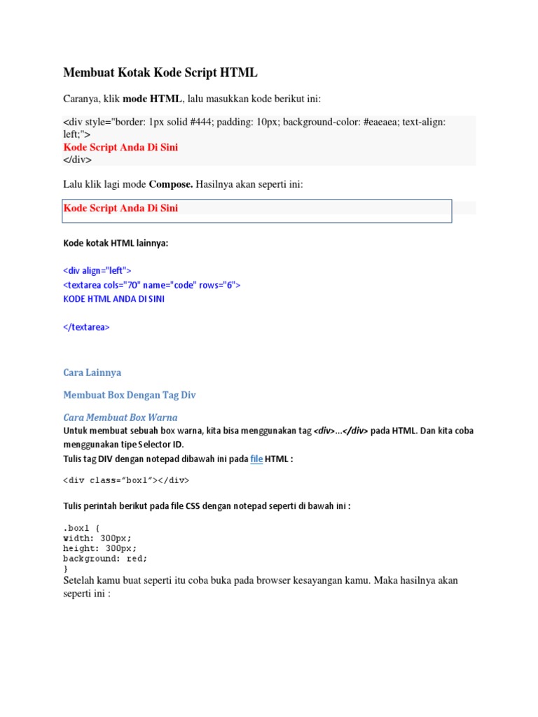 Cara Membuat Kotak di HTML | PDF