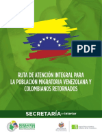 Ruta de Atención Integral para La Población Migratoria Venezolana