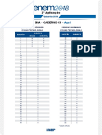 Enem - 2018 - Dia 01 - Caderno 13 - Azul - Gabarito 2 Aplicação PDF