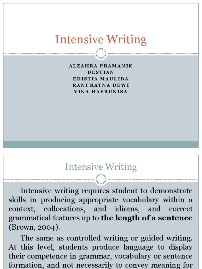Intensive Writing for Students | PDF | Vocabulary | Grammar