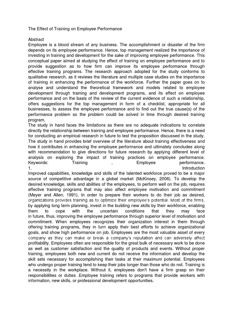 Impact of Training on Employee Performance | PDF | Employment | Motivation