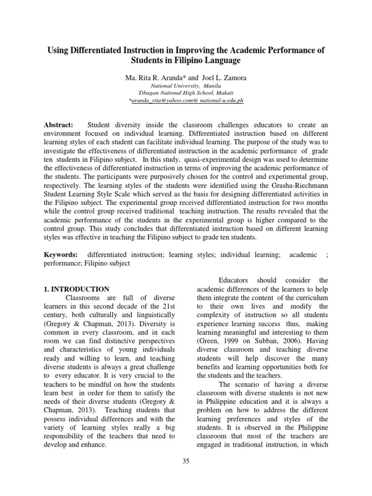 Thesis Sample About Differentiated Instruction | PDF | Differentiated ...