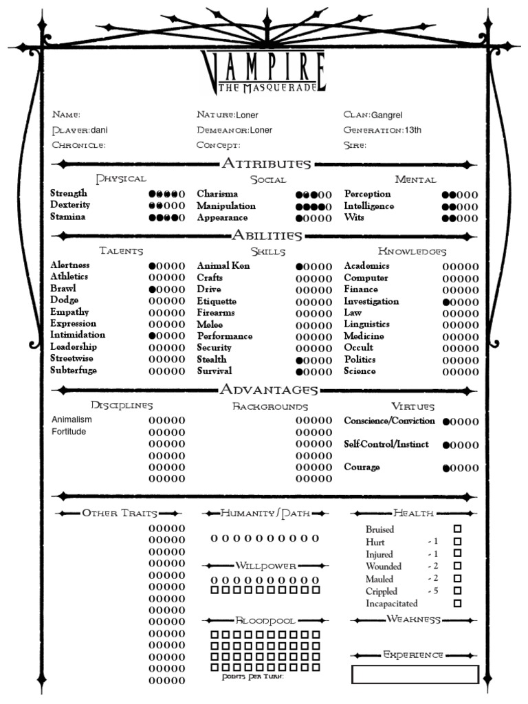 VampireRev4-Page 5dot Editable | PDF | Leisure | Sports