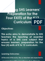 Ensuring SHS Learners' Preparation For The Four EXITS of The K12 Curriculum