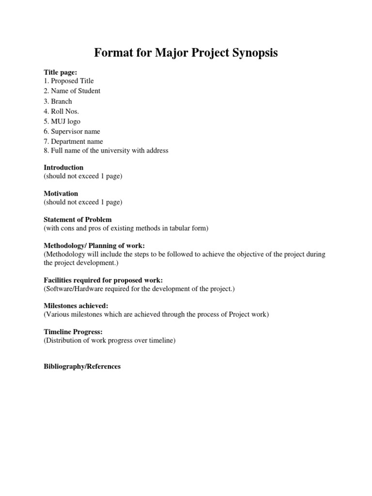 Major Project Synopsis Format Guide | PDF | Computer Science | Digital ...