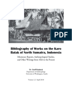 Bibliography of Works On The Karo Batak
