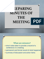 Preparing Minutes of THE Meeting