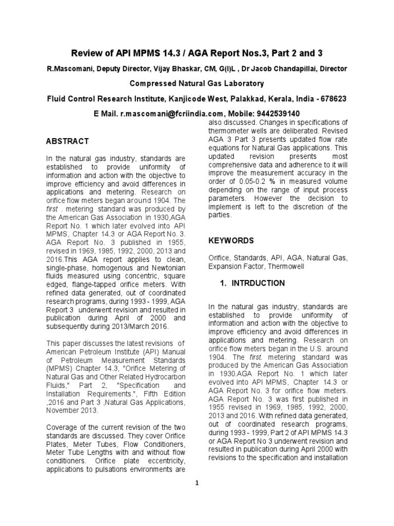 Review of API MPMS 14.3 / AGA Report Nos.3, Part 2 and 3 | Download ...
