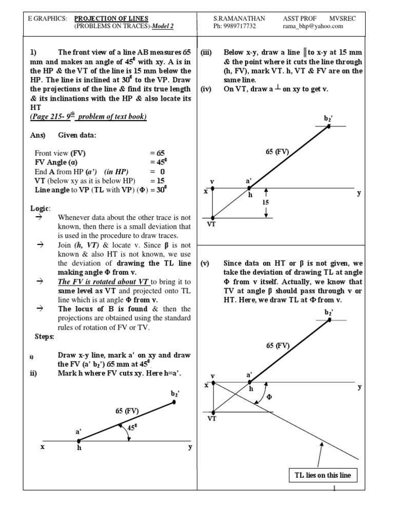 Projections of a Line: Finding the True Length, Inclinations and Traces ...