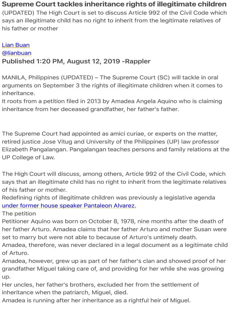 Supreme Court Tackles Inheritance Rights of Illegitimate Children PDF