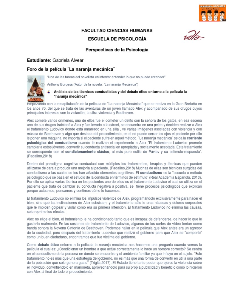 Foro de La Película La Naranja Mecánica | PDF | Sicología | Conceptos  psicologicos, image size:768x1024