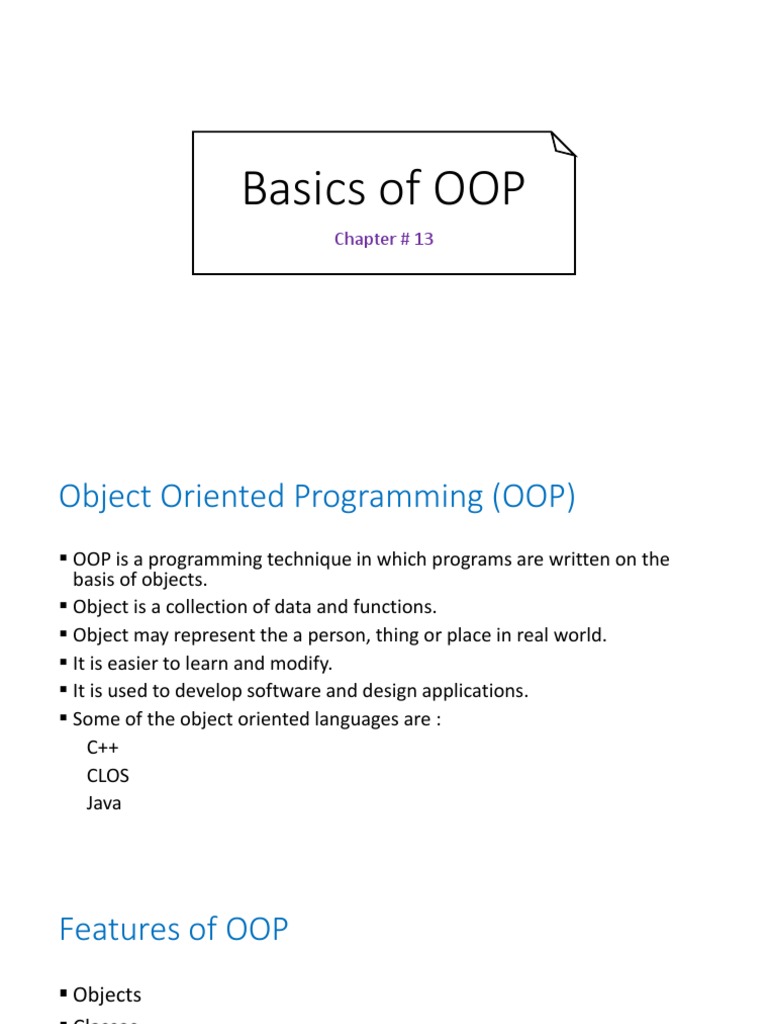 Basics of OOP: Chapter # 13 | PDF | Constructor (Object Oriented ...