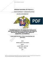 Oponibilidad de Los Derechos Reales No Inscritos Frente A Los Derechos de Credito Inscritos, Decaimiento Del Derecho Real Extremista.