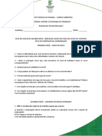 Lista de exercícios sobre mapa de riscos, acidentes de trabalho e normas de saúde e segurança