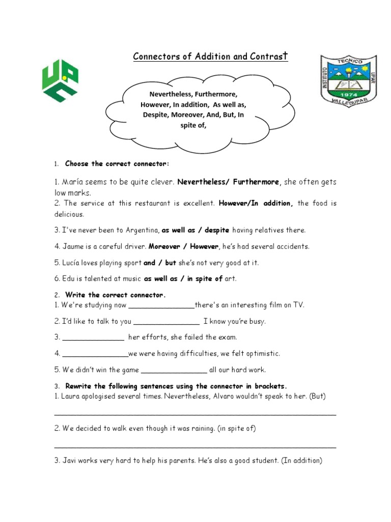 Connectors of Addition and Contrast PDF