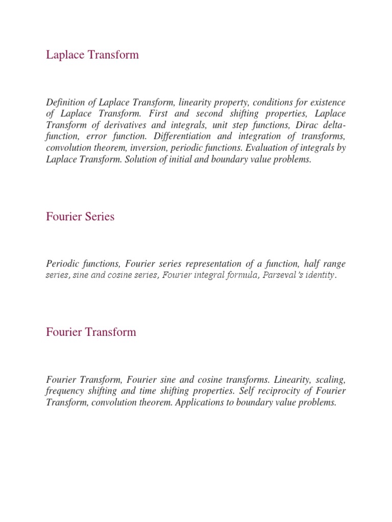 Laplace and Fourier Transform Overview | PDF | Teaching Methods ...