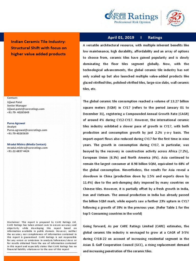 Indian Ceramic Tile Industry Growth Insights | PDF | Economic Growth ...