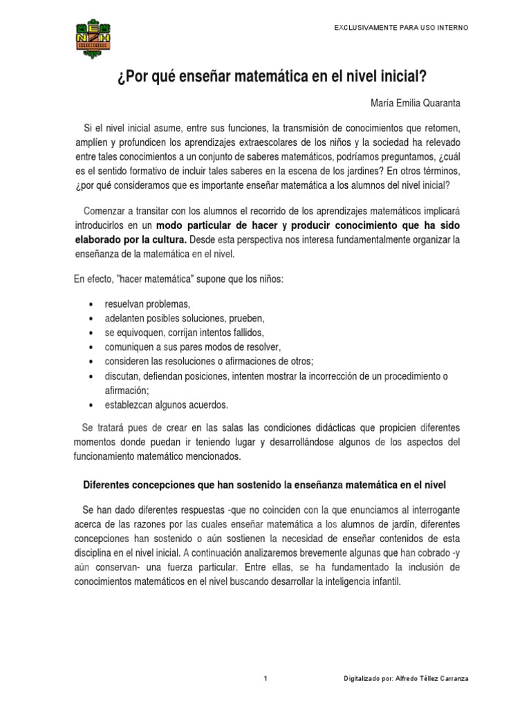 La Enseñanza de La Matemática en El Nivel Inicial | PDF | Epistemología ...