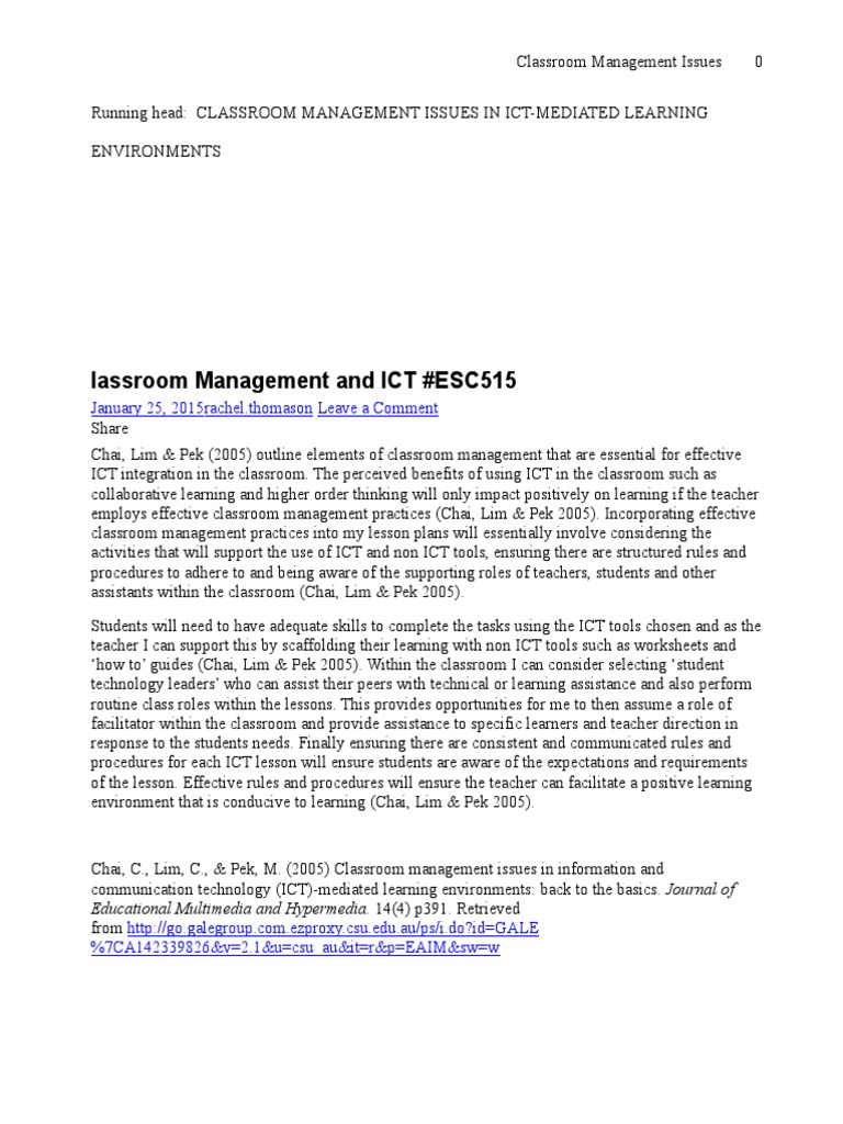 Effective ICT Classroom Management | PDF | Classroom Management ...