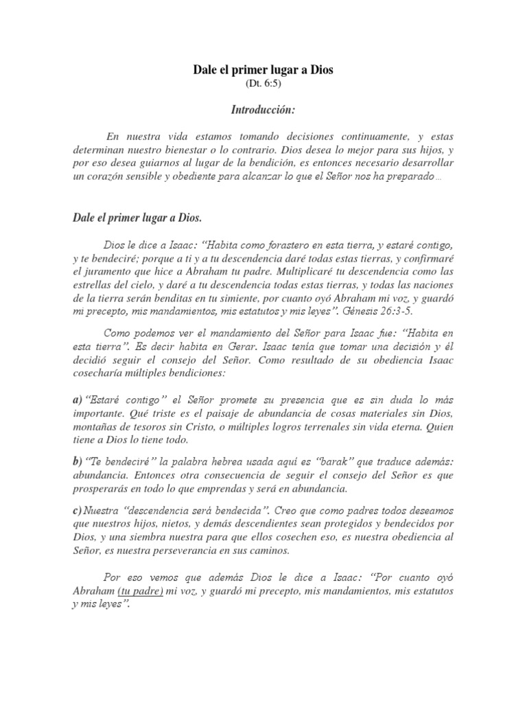 Dale el Primer Lugar a Dios | PDF | Bendición | Abrahán