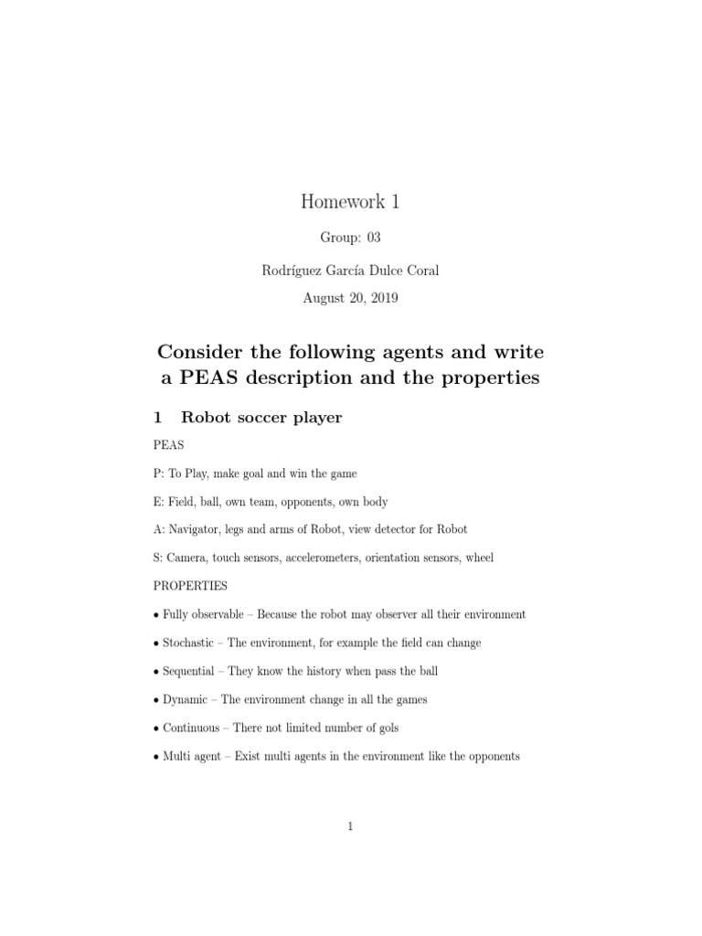 Homework 1: 1 Robot Soccer Player | PDF | Rover (Space Exploration ...