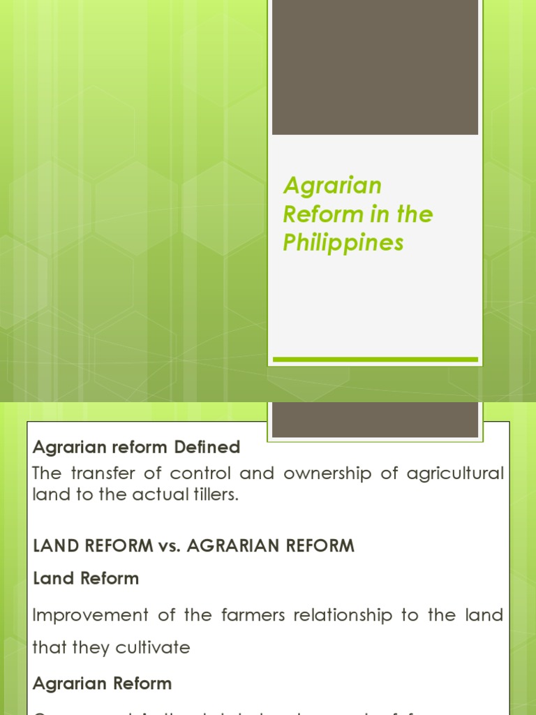 Agrarian Reform in the Philippines Urban Land Law