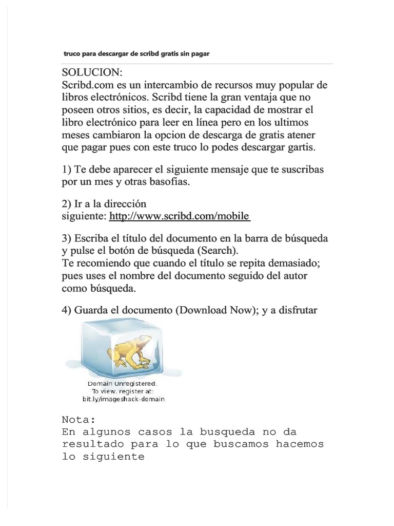 Truco para descargar de scribd gratis sin pagar pdf pdf
