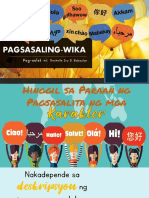PAGSASALING-WIKA - Hinggil Sa Karakter, Mahahabang Pangungusap at Pamagat PDF