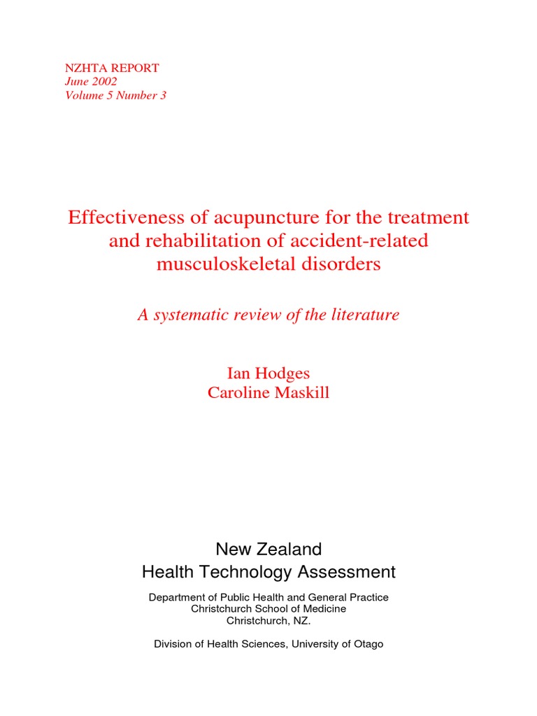 Effectiveness of Acupuncture For The Treatment and Rehabilitation of ...
