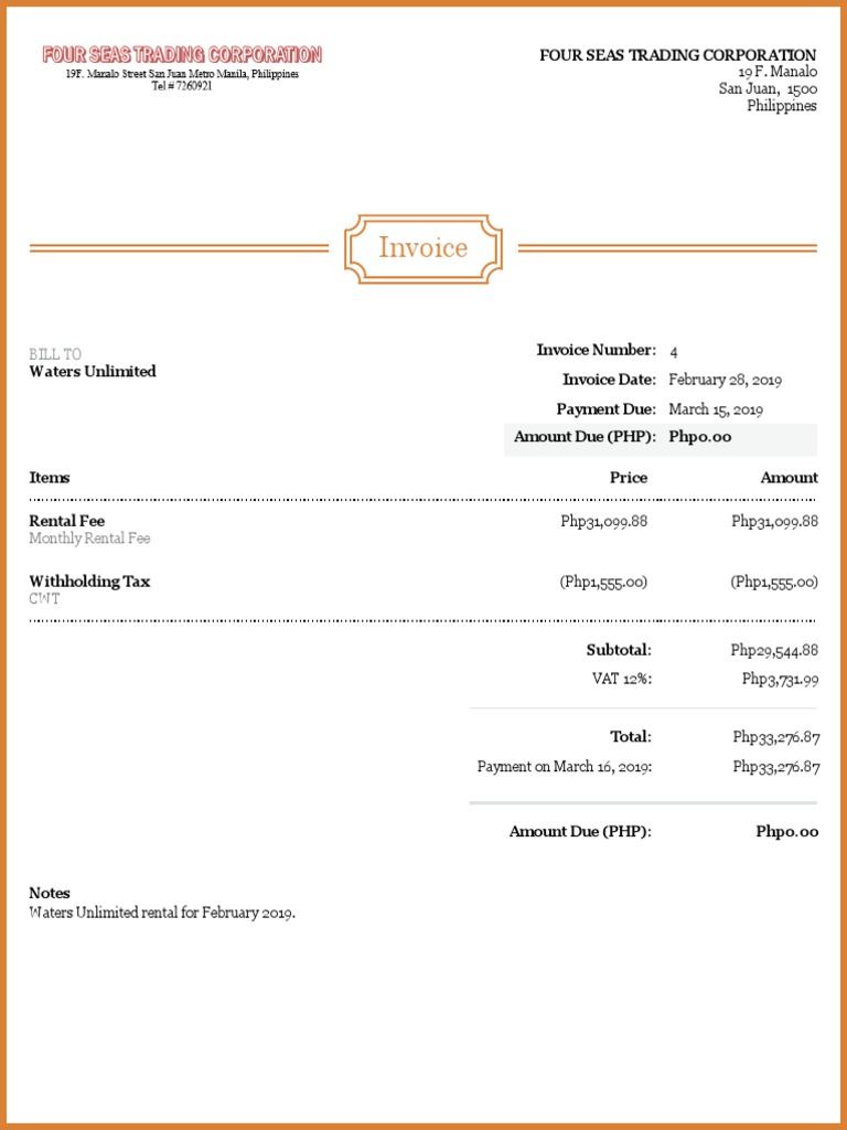 Invoice: 19 F. Manalo San Juan, 1500 Philippines | PDF